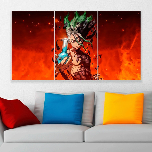 Cuadro Triptico Senku Ishigami Dr Stone Personalizado Art