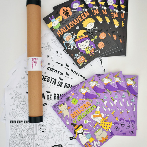 Kit Fiesta De Brujas:10 Manteles + 10 Libros De Colorear