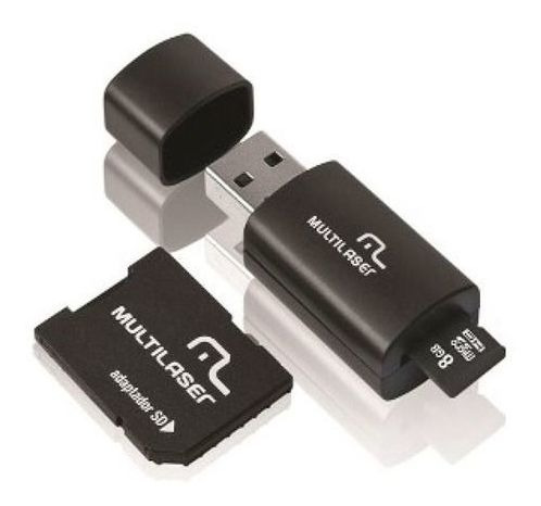 Imagem 2 de 3 de Cartão De Memória Micro Sd 8gb + Leitor Usb + Adaptador Sd