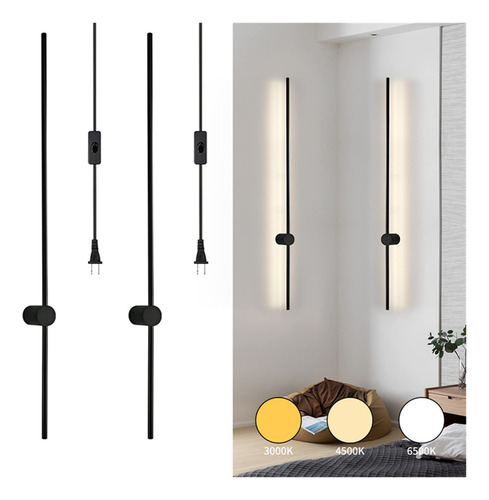 Paquete De 2 Apliques De Pared Modernos De Tira Larga, Apliq