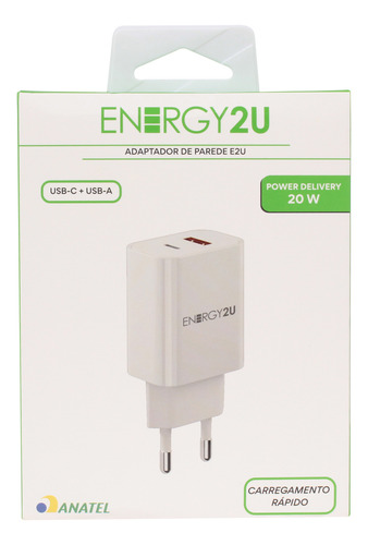 Carregador Universal Duplo Turbo 20w 2 Saídas USB-A USB-C PD Original Garantia Energy2U