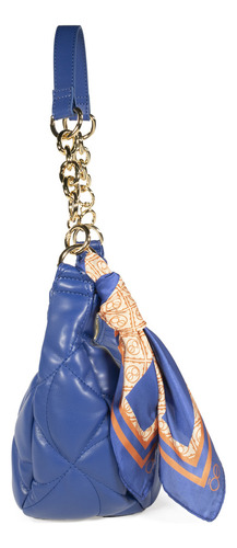 Bolsa Hobo Cloe Para Mujer Mediana Acolchada Con Mascada Color Azul