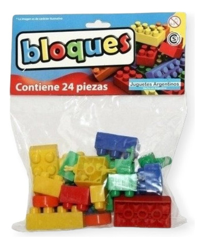 Bolsa Bloques Con Ruedas 24 Piezas Didactico Divertidisimo!