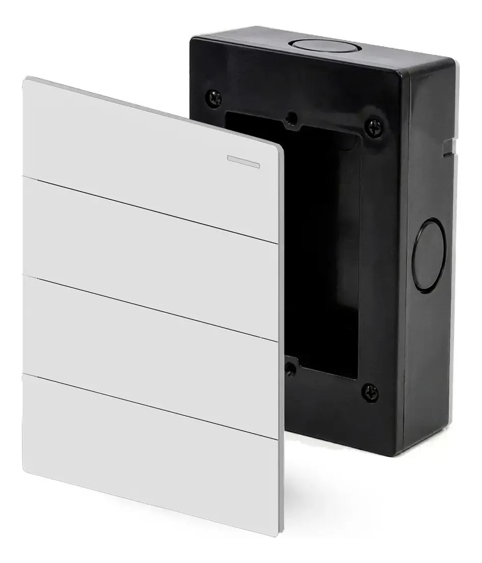 Llave De Luz Milan 4 Puntos Macroled + Caja Sobreponer Pvc 10 A 220v Caja Negra - Llave Blanca