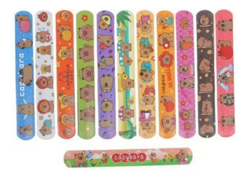 Set 12 Brazaletes Pulseras Cotillón De Cumpleaños Capibaras