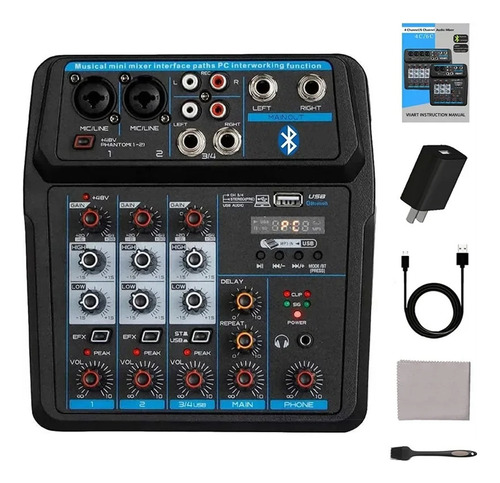 Mini Mezclador Portátil Profesional De 6 Y 4 Canales,