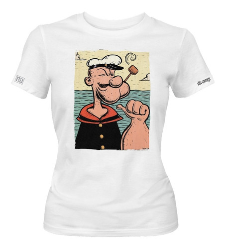 Camiseta Popeye Caricatura Póster Mar Dama Mujer Idk