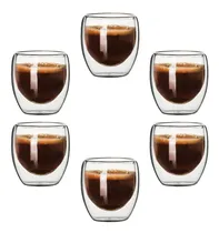 Comprar Kit 6 Copos Dupla Camada De Vidro 150ml Xícaras Café Duo