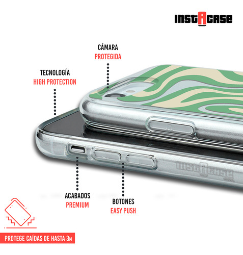 Funda Para iPhone Para Mujer Curvas Verde Con Tu Nombre