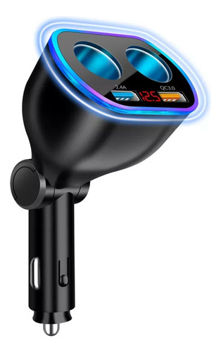 Cargador Doble Usb De 2 Vías Para Encendedor De Coche Negro