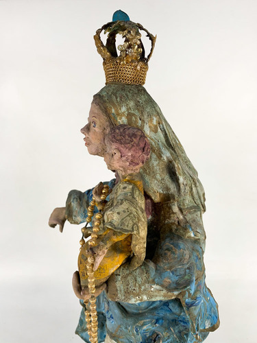 Imagem 4 de 10 de Antiga Santa Nossa Senhora Do Rosario Terracota 65cm