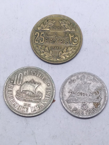 Monedas Líbano De 25, 10 Y 5 Piastras 3 Piezas Envío $60