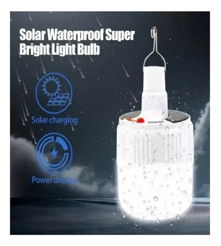 Foco Lampara Recargable Con Panel Solar Luz Led Portátil