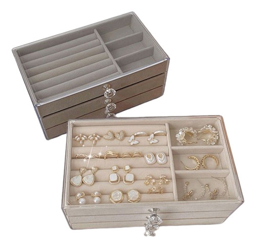 Caja De Almacenamiento Con Cajón Para Joyas De Múltiples Cap
