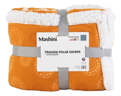 Frazada Polar-sherpa Estampada King Color Mostaza Diseño De La Tela Estampado