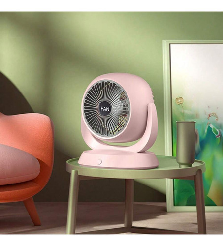 Ventilador Aire De Escritorio Cargo Usb De La Oficina Y Casa Cantidad De Aspas 3 Estructura Rosa Aspas Gris Diámetro 3 Frecuencia 50 Material De Las Aspas Plástico