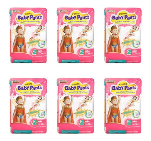 Caja Pañal Calzon Entrenador Baby Pants T2 Niña 6 Paquetes