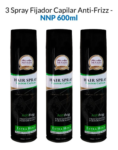 3 Spray Fijador Capilar Anti-frizz - Nnp 600ml