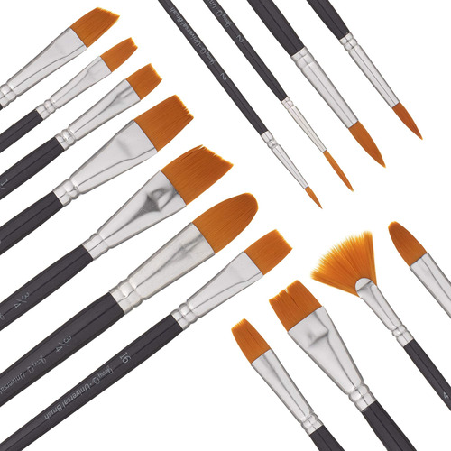 Jerry Q Art 15 pcs Alta Calidad Dorado Taklon Brush Set Para