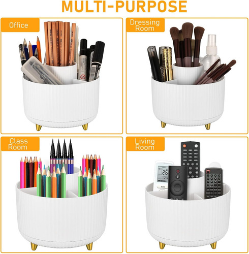 Organizador De Cosméticos Giratorio De Plástico Blanco