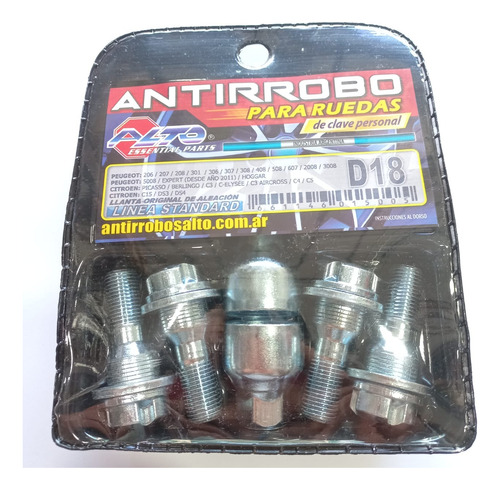 Tuercas Bulones Antirrobo Peugeot 207 208  