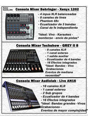 Alquiler De Sonido/microfonos/mixer/amps/sonido En Vivo