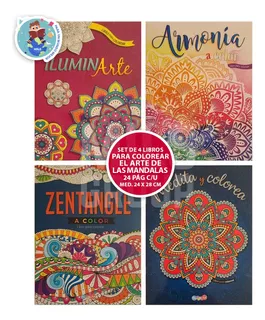 Set De 4 Libros Para Colorear El Arte De Las Mandalas