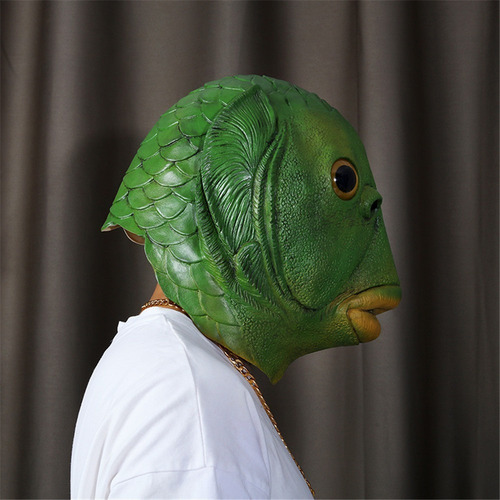 . Máscaras De Cabeza De Pez Verde Feo For Cosplay For