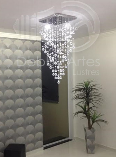 Imagem 3 de 5 de Lustre De Cristal Legítimo Base 35x35 Cm + 6 Lâmpadas Gu10