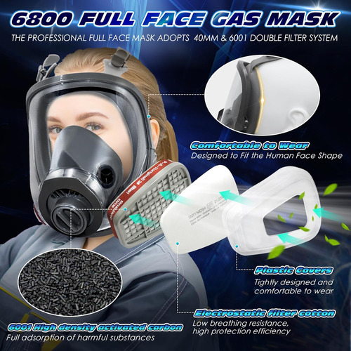 Qgrete Máscara De Gas De Cara Completa, Máscaras De Gas De S
