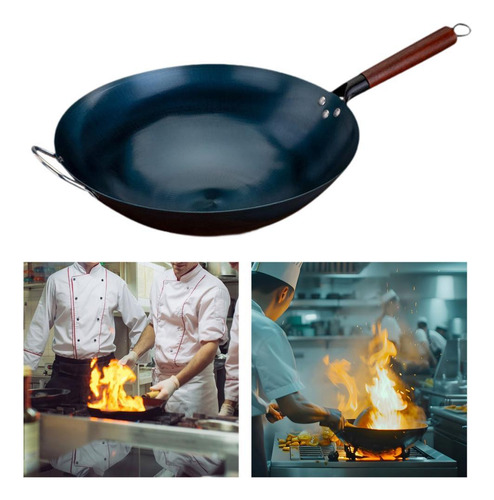Wok Antiadherente, Sartén Wok, Salteado, 38cm Con Orejas