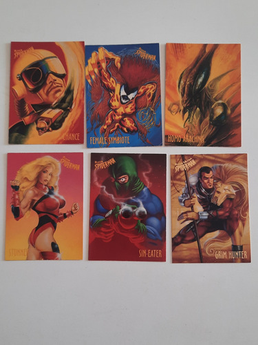 Lote 6 Trading Card Fleer Spiderman 1997