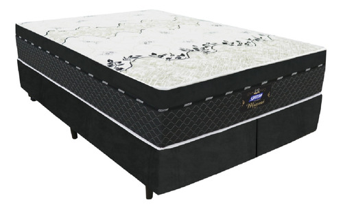 Cama Box Casal Queen Colchão Molas Miami Gazin Branco/Preto