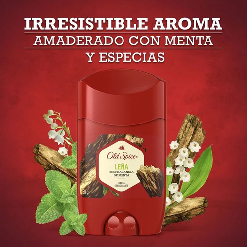 Desodorante Barra Old Spice Leña 50g Fragancia Menta