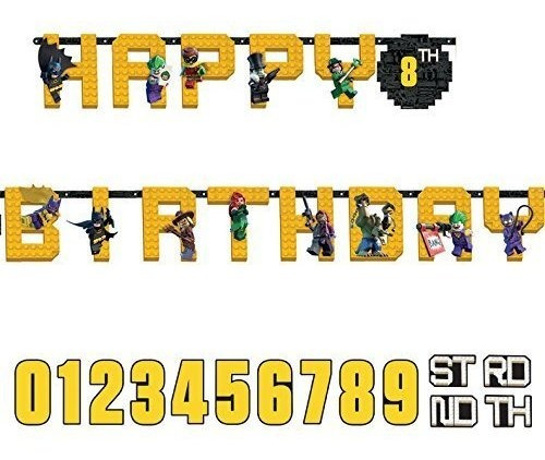 Amscan Lego Batman Jumbo Add-an-edad Feliz Cumpleaños Banner