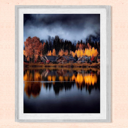 Autumn Lake Cabin In The Woods Photo Print- 8 X 10 Fall Wall