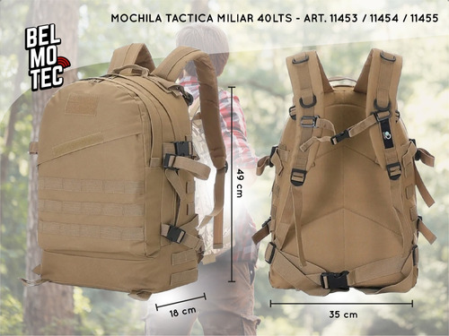 Mochila Tactica Asalto Militar Trekking Seguridad Hb Amplia