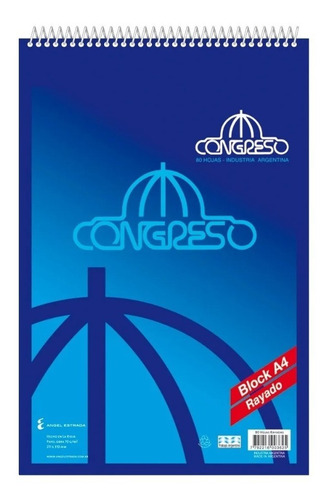 Block Congreso Con Espiral A4 80 Hojas Rayado