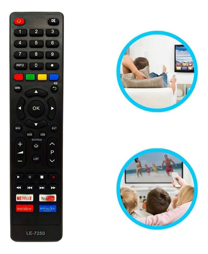 Controle Remoto Compatível Com Smart Tv 4k Modelo Le7250