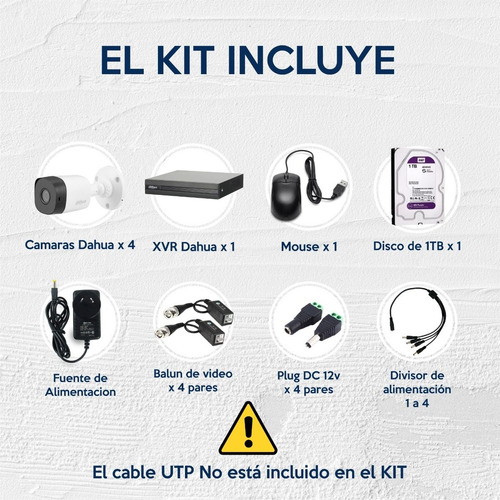 Imagen 3 de 9 de Kit Seguridad Dahua Cctv Dvr 8ch + 4 Camara 2mp 1080p+disco
