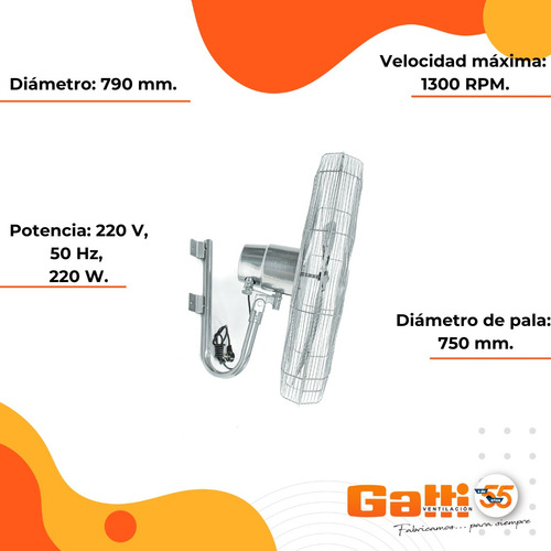 Ventilador Industrial De Pared 30 69 Cm 3 Vel. Gatti Vent