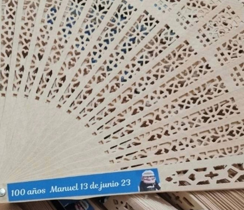 50 Abanicos Madera Calada Recuerdo Personalizados Boda Xv