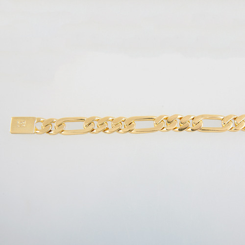 Pulsera Hombre Figaro Hl 8mm Platabañooro24k Duodeluxejoyas®