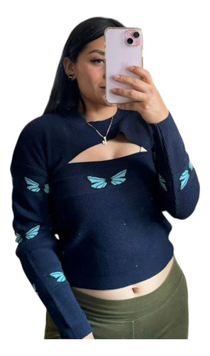 Sueter Crop Top Tejido Para Uso Casual (Usado)