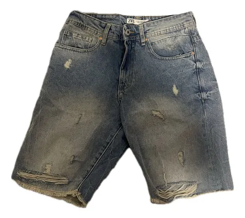 Bermuda De Jean Zara Rota Hombre (Usado)