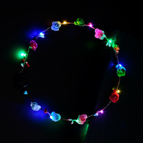 Tiara Coroa De Flores De Led Pisca 5 Unidades