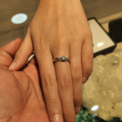 Anillo Compromiso Plata 925 Con Esmeralda Colombiana