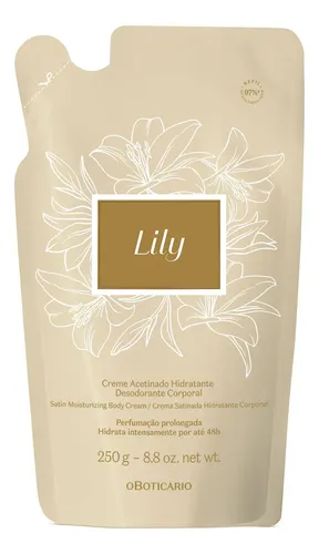 Refil Creme Acetinado Hidratante Desodorante Corporal Lily