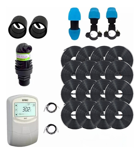 Kit Aquecedor Solar Com 16 Placas 64m³ E Comando Tholz