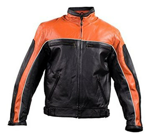 Chaqueta Moto Hombre Naranja Con Forro Desmontable.